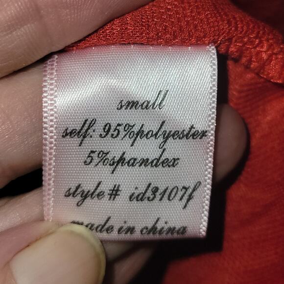 Red Fit & Flare Dress with Beaded Neckline & Bow Detail – Size Small - Picture 7 of 13